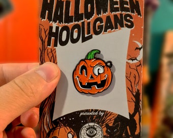 Retro Halloween Hooligan Jack O Lantern Enamel Pin