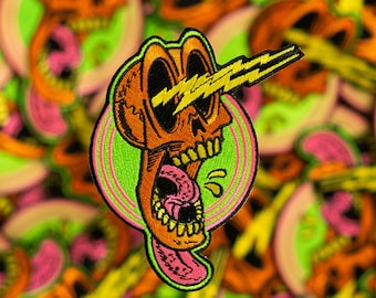 Shocked Skull Embroidered Patch