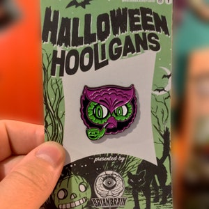 Retro Owl with a Pipe Halloween Hooligan Enamel Pin