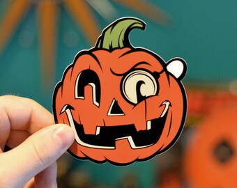 Retro Halloween Hooligan Jack O Lantern Sticker