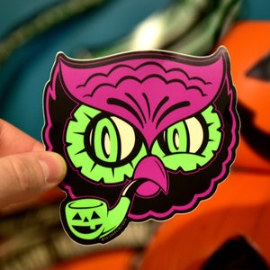 Sticker hibou voyou d&#39;Halloween rétro