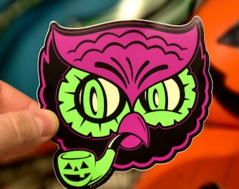Retro Halloween Hooligan Owl Sticker