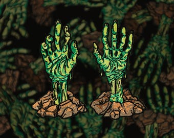 Zombie Hands Embroidered Patch Set