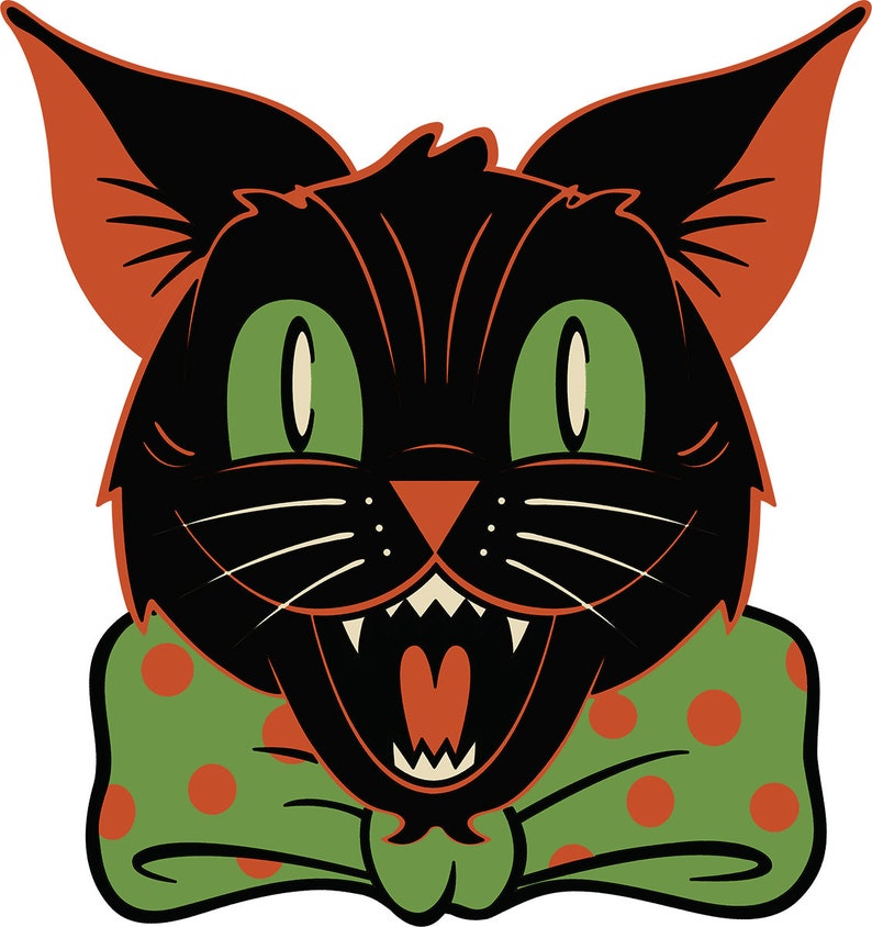 Retro Halloween Hooligan Black Cat Sticker image 3