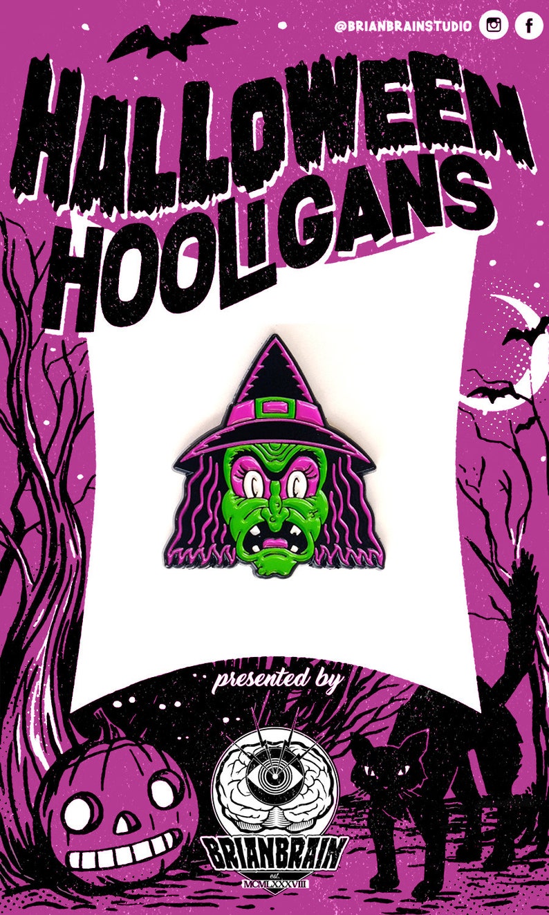 Witch Halloween Hooligan Enamel Pin - Etsy