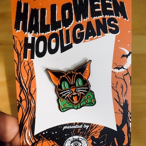 Black Cat Halloween Hooligan Enamel Pin