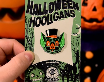 Bat in a Top Hat Halloween Hooligan Enamel Pin