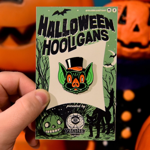 Bat in a Top Hat Halloween Hooligan Enamel Pin