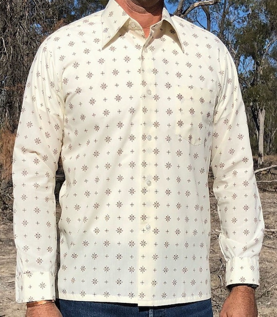 Vintage 1970s Cream Button Down Shirt Vintage 1970s Cream Button Down Shirt