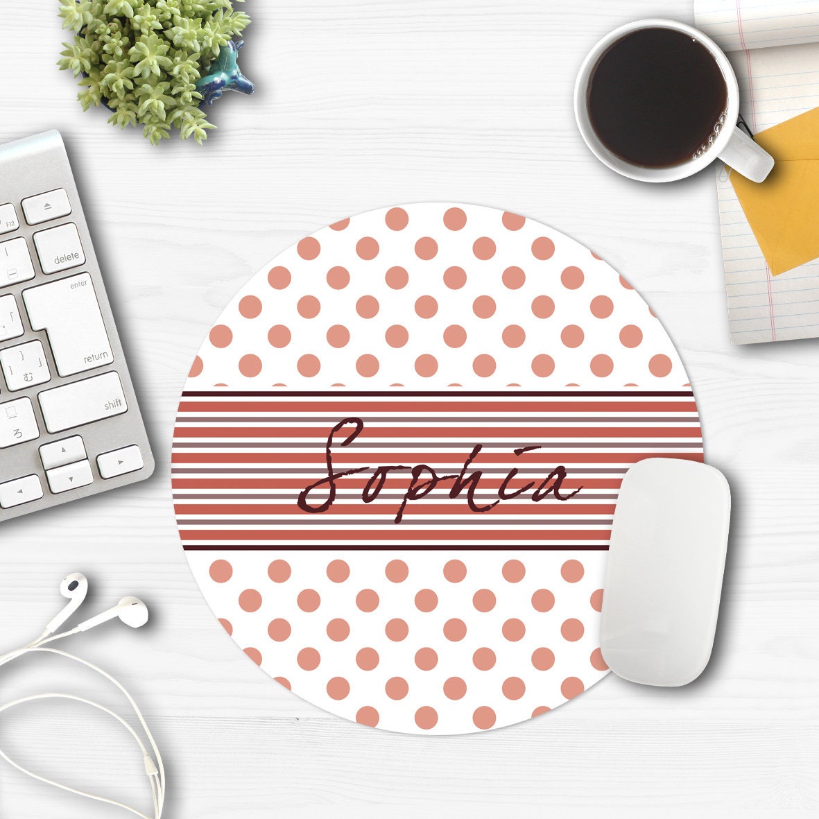 Name on mouse pad personalized custom mouse pads polka dot Etsy