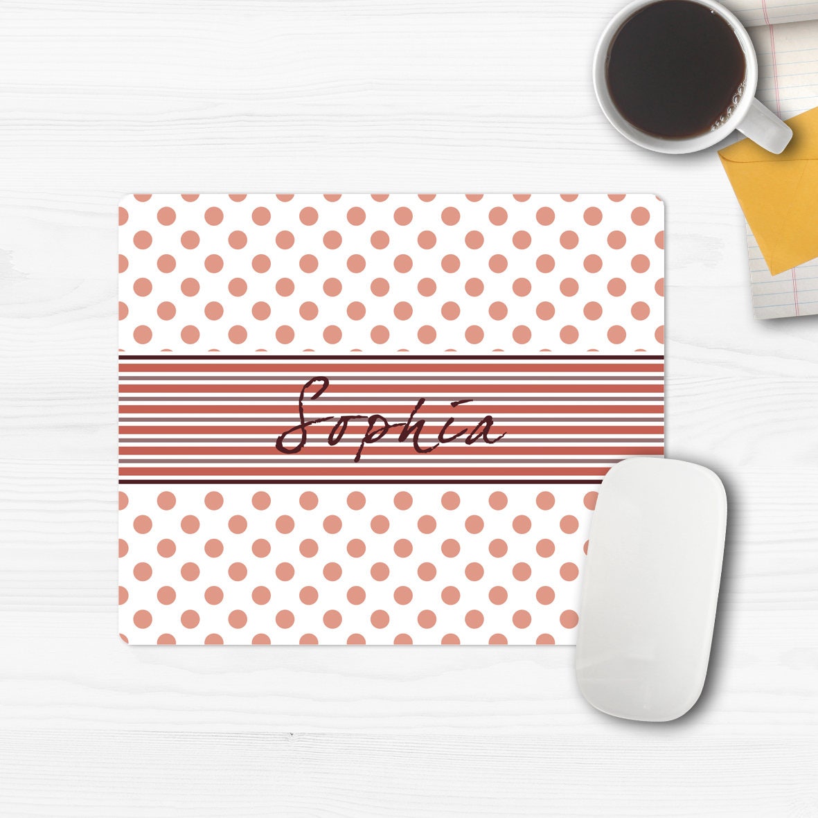Name on mouse pad personalized custom mouse pads polka dot Etsy