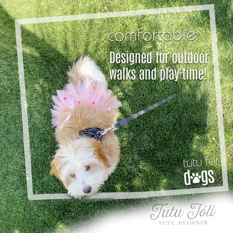 pom pom tutu for dogs, pink dog tutu, pink dog skirt, princess dog, birthday dog