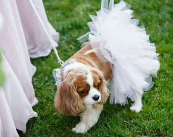 White Pearl Bridal Pet Tutu (XS-XXXL) | White Dog Tutu Crafted For Indoors/Outdoors | Ring Bearer Dog Outfit | Pearl Tutu For Dogs