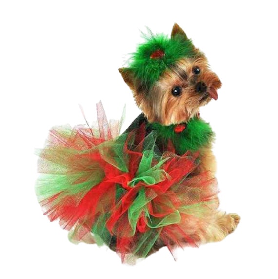 パールリボン♡クリスマス　ネックチュール付き　犬服　ハンドメイド　∞TuTu∞ Dog Tutu-various Color Options (XS-XXXL). Durable Dog Tutu