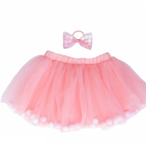 Pom Pom Tutus With Bow Hair Tie Party Tutu for Babies and Toddlers Size ...