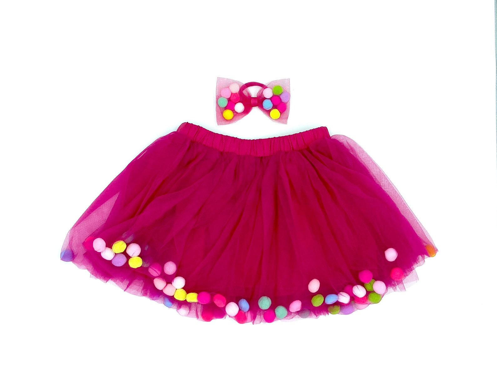 Pom Pom Tutus With Bow Hair Tie Party Tutu for Babies and - Etsy