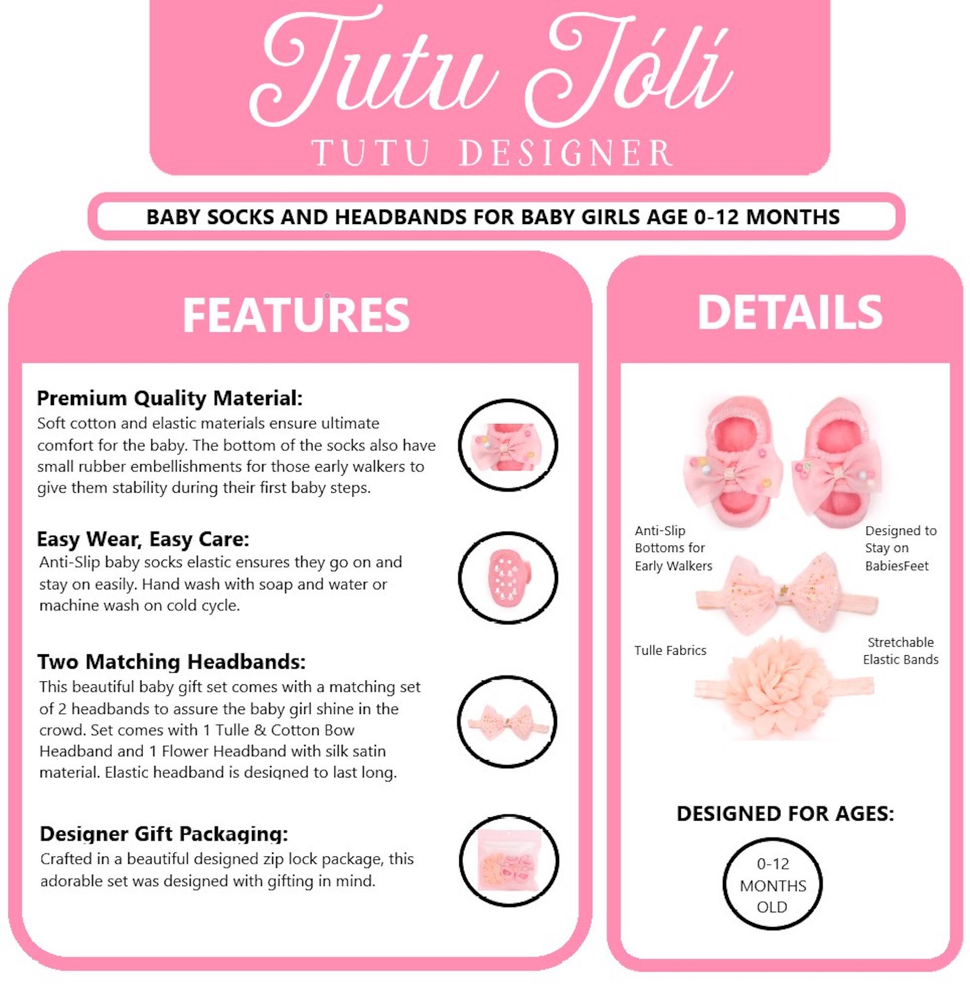 Baby Girl Socks and 2 Headbands Gift Set 012 Months Baby Etsy