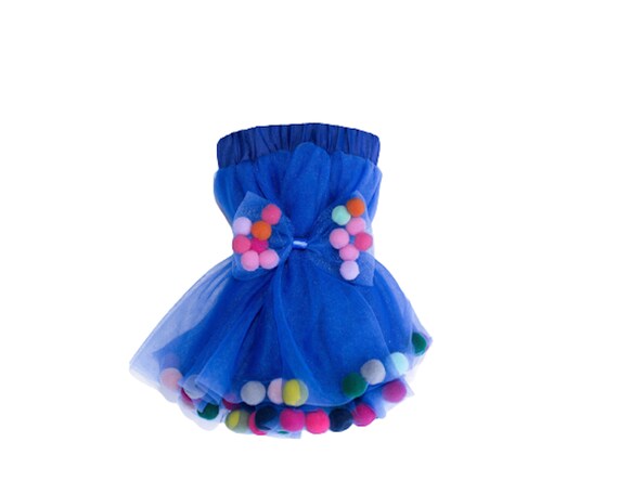 Pom Pom Tutu Skirt /& Bow Hair Tie 2Pcs Kids Pom Pom Tutu for Birthday Cake Smash Outfit
