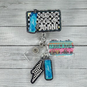 Suspect Runs On,Lightening Bolt,Nurses Badge Reel,Cute Badge Reel,Energy Drink Badge Reel,Blue Slush Reel,Girly Badge,Retractable Reel