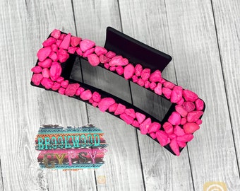 Pink Turquoise Hair Clip,Large Claw Clip,Hair Clip,Large Hair Clip,Turquoise Accessories,Western Hair Clip,Western Accessory,Large Clip