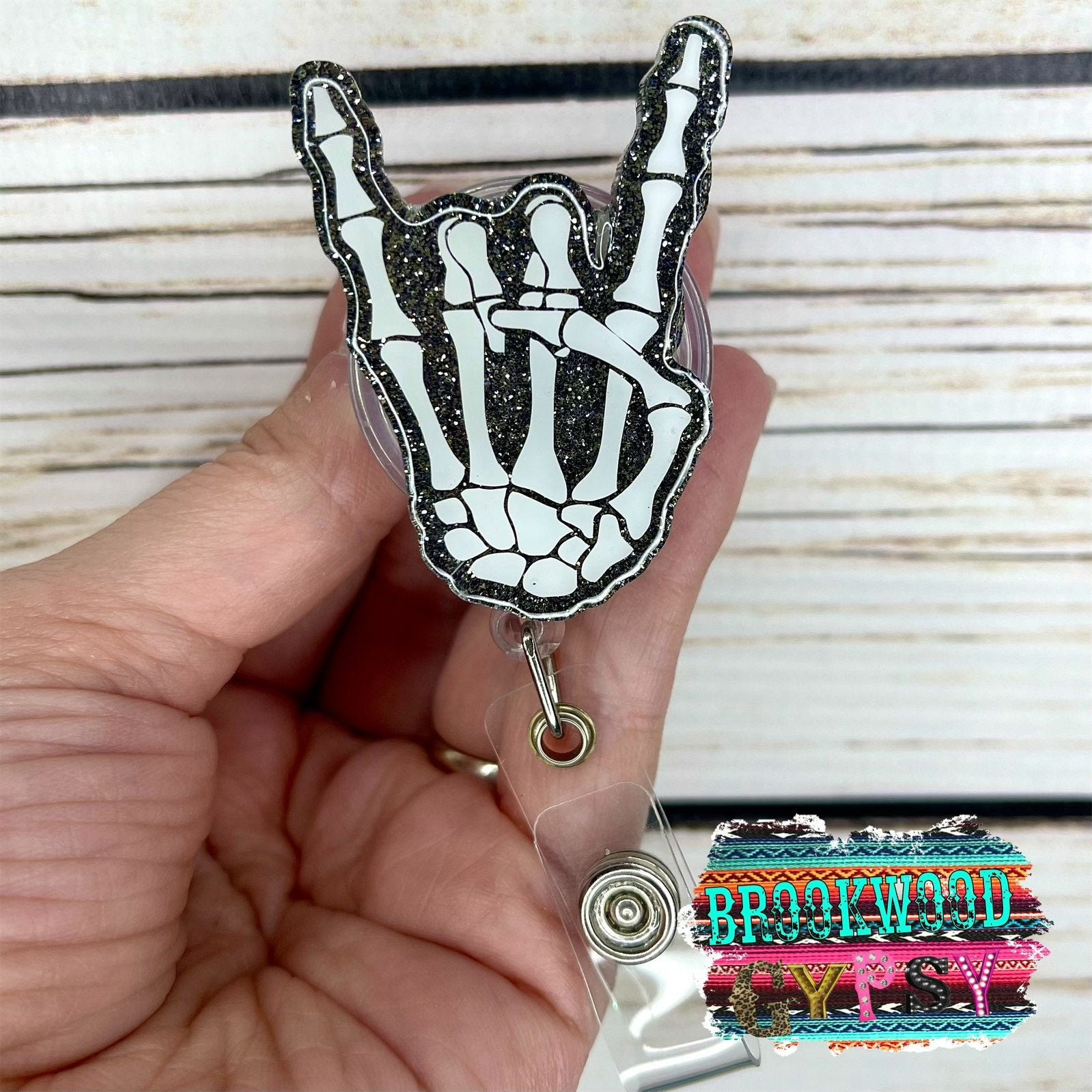 Skeleton Hands Badge Reel,Rock On,Glitter Badge Reel,Skeleton,X-ray Tech,Xray,X-ray badge reel,medical badge reel,Radiology Badge Reel,Rad