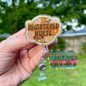 RN Badge Reel,Registered Nurse Badge Reel,Nurse Badge Reel,Medical Badge Reel,Glitter Badge Reel,RN Gift,Registered Nurse Gift,Retro