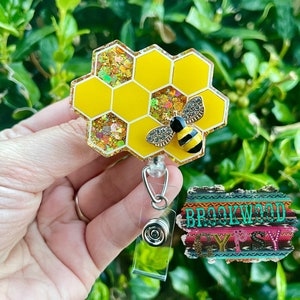 Honeycomb Badge Reel,Bee Badge Reel,Bumblebee Badge Reel,Nurses Badge Reel Save the Bees Badge,Medical Badge Reel,Personalized Badge Reel