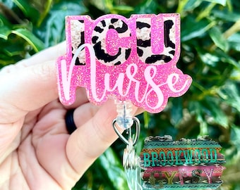ICU Nurse,ICU Badge Reel,ICU Nurse Badge Reel,Glitter Badge Reel,Medical Badge Reel,nurses badge reel,Cute Badge Reel,Leopard Print