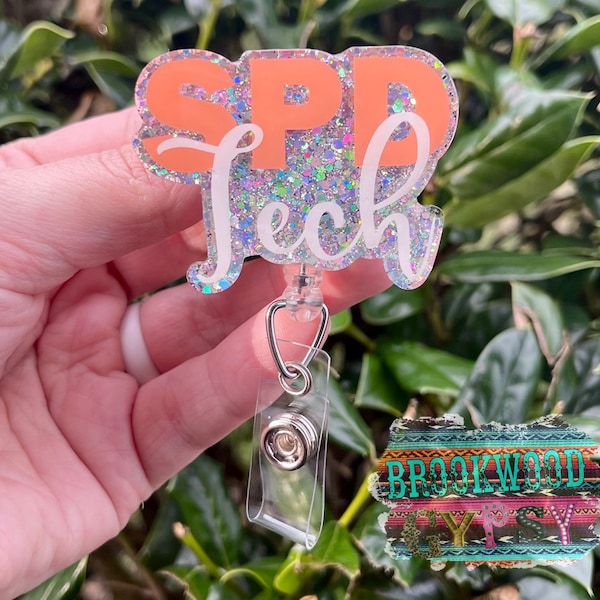 SPD Tech Badge Reel,Sterile Processing Tech Badge Reel,Medical Badge Reel,Nurses Badge Reel,SPT Badge Reel,Personalized Badge Reel,Peach