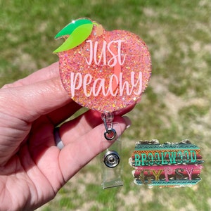 Peach Badge Reel,Just Peachy Badge Reel,Cute Badge Reel,Nurses Badge Reel,Medical Badge Reel,Glitter Badge Reel,Peachy Badge Reel,Nurse Gift