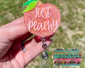 Peach Badge Reel,Just Peachy Badge Reel,Cute Badge Reel,Nurses Badge Reel,Medical Badge Reel,Glitter Badge Reel,Peachy Badge Reel,Nurse Gift