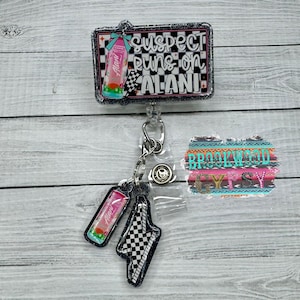 Suspect Runs On,Lightening Bolt,Nurses Badge Reel,Cute Badge Reel,Energy Drink Badge Reel,Strawberry Sunrise Badge Reel,Retractable Reel