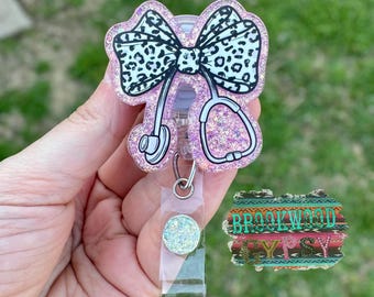 Coquette Bow Badge Reel,Girly Badge Reel,Nurses Badge,Nurses Gift,Cute Badge Reel,Bow Badge Reel,Stethoscope Badge Reel,Leopard Bow