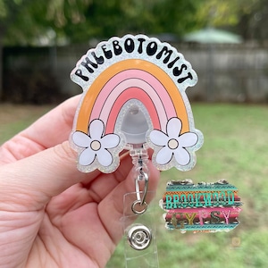 Phlebotomist Badge Reel,Lab Badge reel,Blood Badge Reel, Glitter Badge Reel,Phlebotomy Badge Reel,Rainbow Badge Reel,Daisy Badge Reel