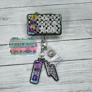 Suspect Runs On,Lightening Bolt,Nurses Badge Reel,Cute Badge Reel,Energy Drink Badge Reel,Witches Brew Badge Reel,Retractable Reel,Girly