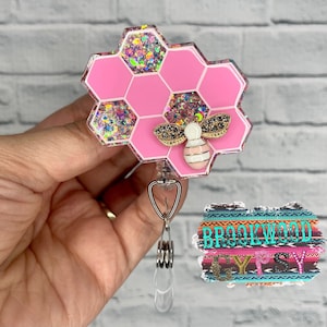 Honeycomb Badge Reel,Bee Badge Reel,Bumblebee Badge Reel,Nurses Badge Reel Save the Bees Badge,Medical Badge Reel,Personalized Badge Reel