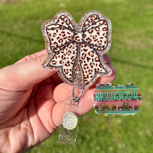 Leopard Badge Reel,Bow Badge Reel,Leopard Bow,Glitter Badge Reel,Badge Reel,Nurses Badge Reel,Cute Badge Reel,Leopard Print,Coquette Bows