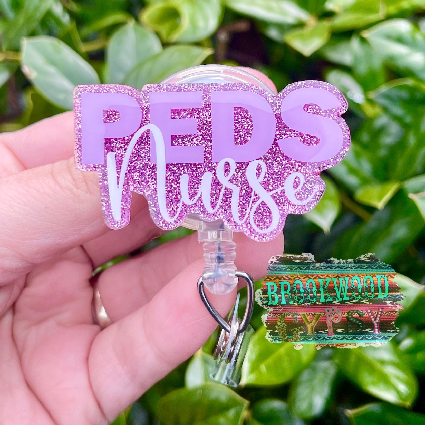Sixrip 'Spread Kindness Not Germs' Badge Reel - Glitter Retractable Holder With Alligator Clip For Nurses, Teachers