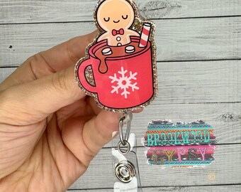 Gingerbread Man Badge Reel,Christmas Badge Reel,Christmas Gift,Nurses Badge Reel, Medical Badge Reel,Winter Badge Reel,Gingerbread Man