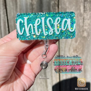 Name Badge Reel,Glitter Badge,Jewel,Personalized Badge,Nurses Badge Reel,Medical,Cute Badge Reel,Badge Reel,ID Tag,ID Holder,Neon Pink,Badge