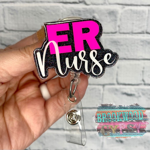 ER Nurse Badge Reel,Emergency Room Nurse Badge Reel, Nurses Badge Reel, Medical Badge Reel,Personalized Badge Reel,Glitter Badge Reel,ER