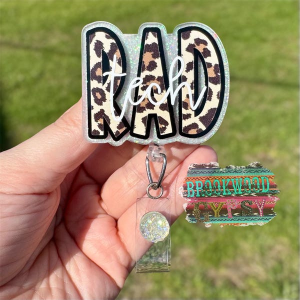 Rad Tech Badge Reel,Radiology Tech,Cute Badge Reel,X-Ray Badge Reel,Retractable Badge,Radiology Badge Reel,Leopard Print Badge Reel,Rad Tech
