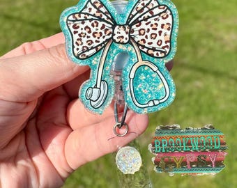 Coquette Bow Badge Reel,Girly Badge Reel,Nurses Badge,Nurses Gift,Cute Badge Reel,Bow Badge Reel,Stethoscope Badge Reel,Leopard Bow