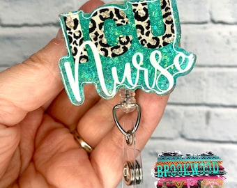 ICU Nurse,ICU Badge Reel,ICU Nurse Badge Reel,Glitter Badge Reel,Medical Badge Reel,nurses badge reel,Cute Badge Reel,Leopard Print