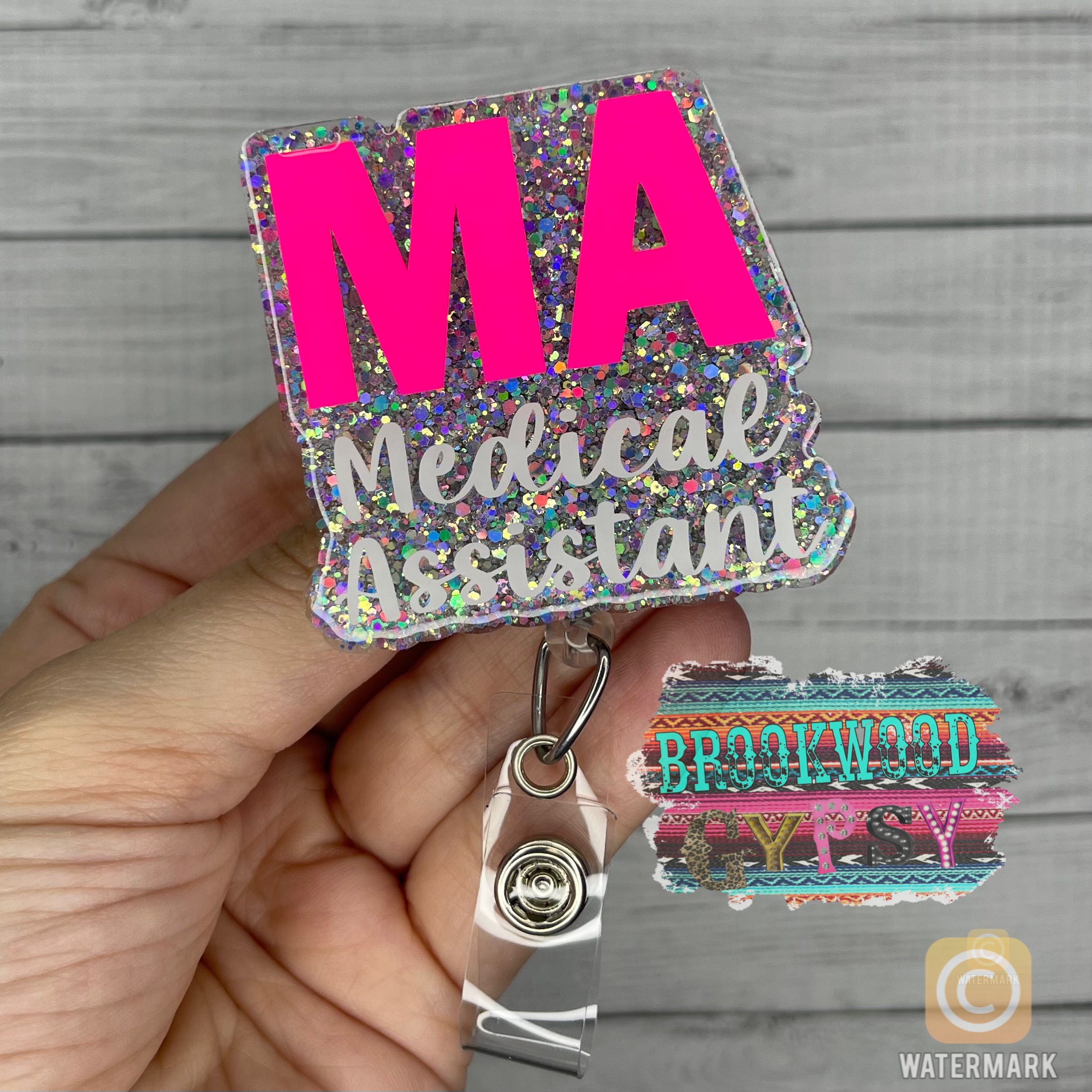 Cute Glitter Sunflower CMA Life Badge Reel, Gift for Her, Certified Medical Office Assistant Badge Reel, CMA Gift , CMA Office Badge Reel