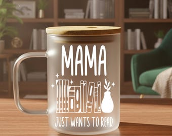 Mamá solo quiere leer Taza de café de vidrio esmerilado