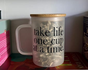 Toma la vida una taza a la vez Taza de café de vidrio esmerilado