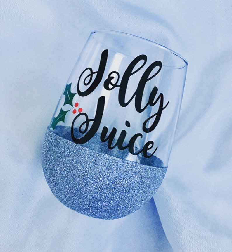Jolly Juice Christmas Glitter Wine Glass Etsy
