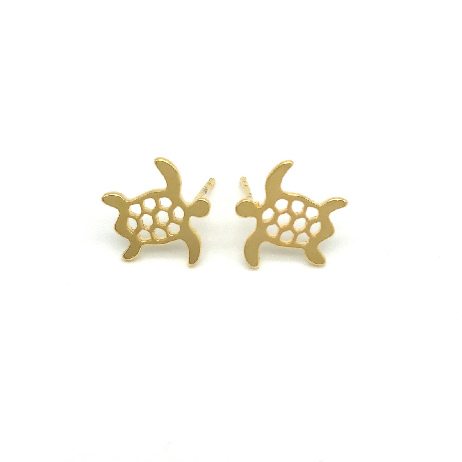 SEA TURTLE EARRINGS Gold Earrings cute earrings Stud | Etsy