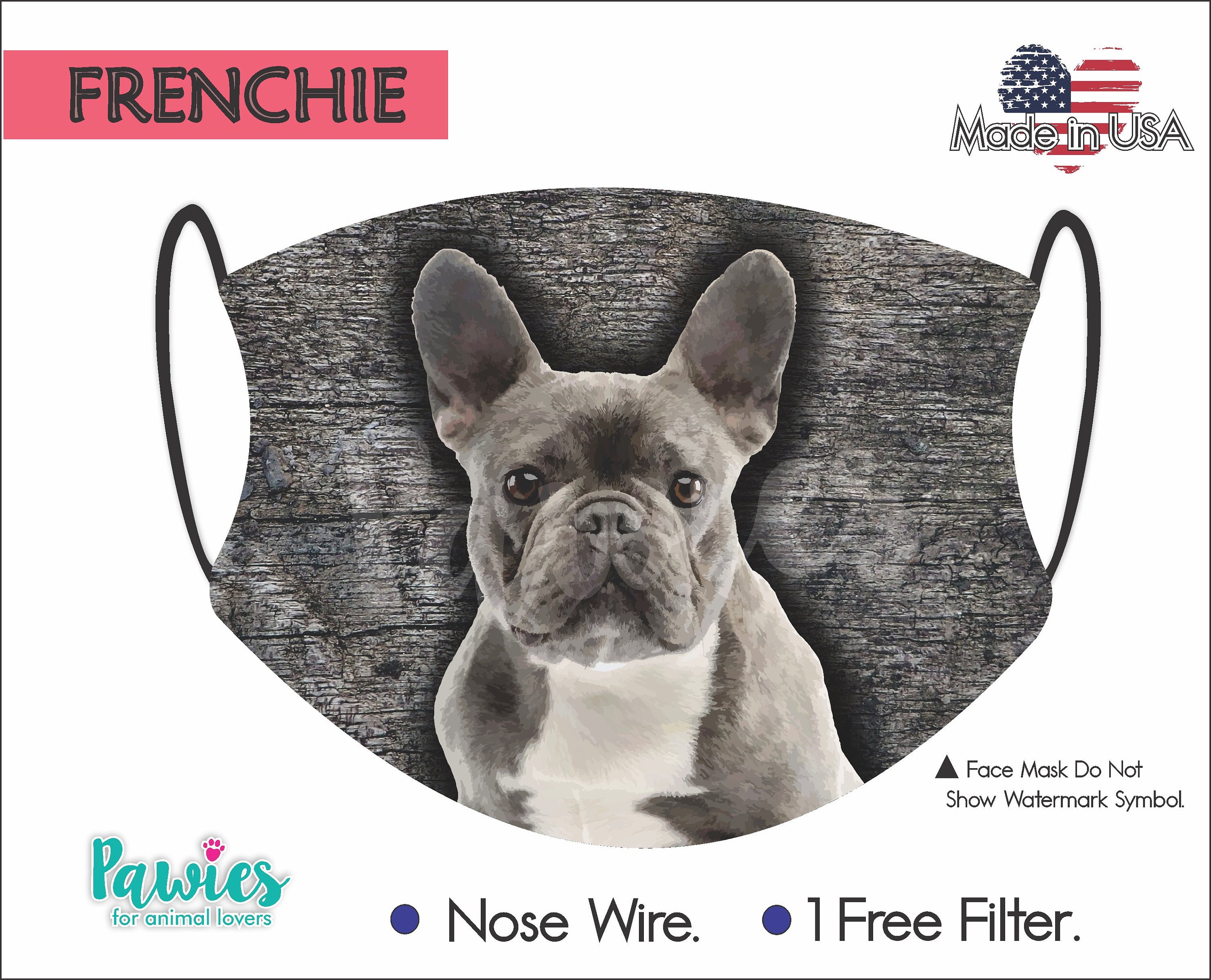 French Bulldog Face Mask Made in USA Filter Pocket 1 Filter Etsy